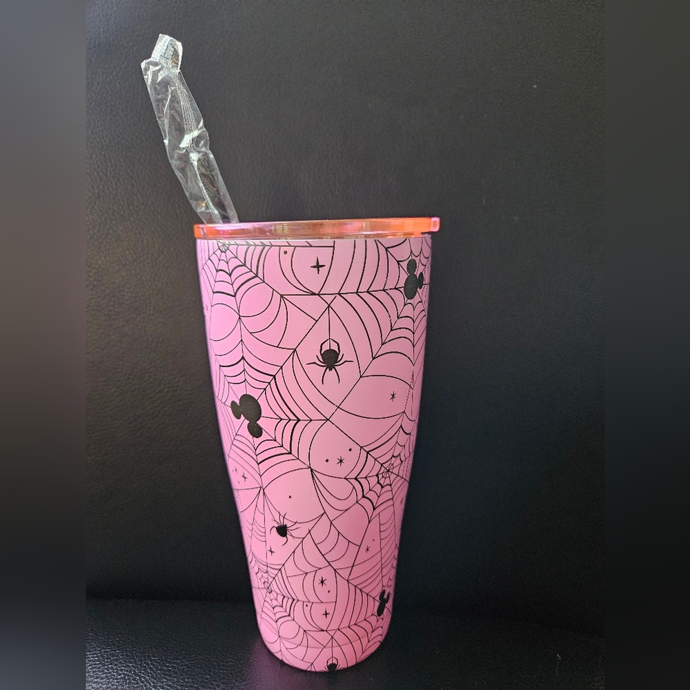 Disney Pink Halloween Spiderweb Tumbler Cup Mickey  🎀🕷️